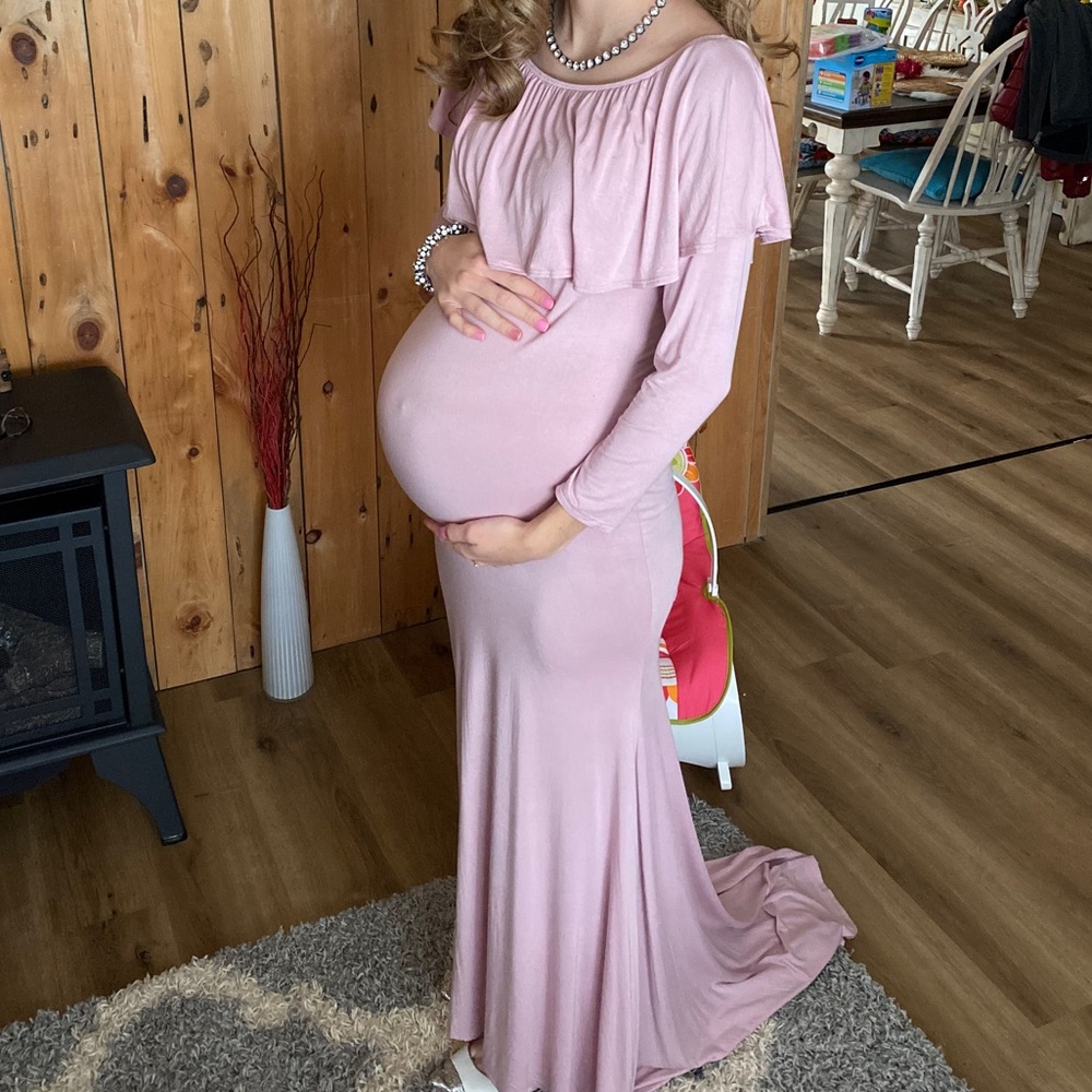 PINKBLUSH Maternity Dress Size S Stretch Maxi